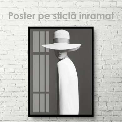 Постер - Портрет девушке в стиле минимализм, 30 x 45 см, Холст на подрамнике
