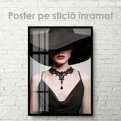 Poster - Portretul unei lady în negru, 30 x 45 см, Panza pe cadru