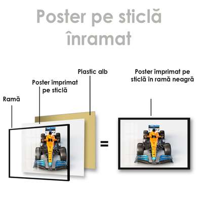 Poster - Yellow formula 1, 45 x 30 см, Canvas on frame