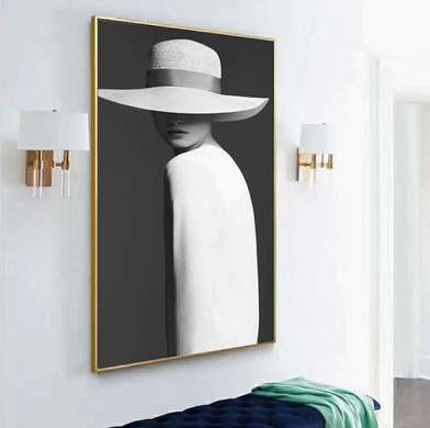 Poster - Portretul unei fete în stilul minimalismului, 30 x 45 см, Panza pe cadru