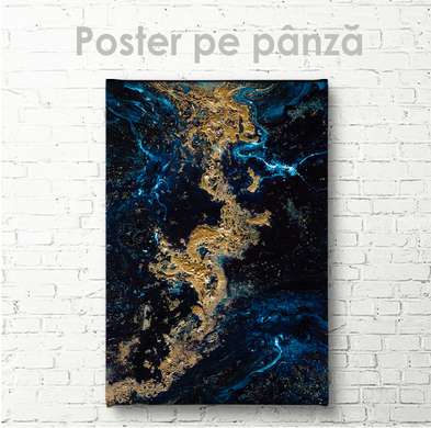 Poster - Albastru cu auriu, 30 x 45 см, Panza pe cadru