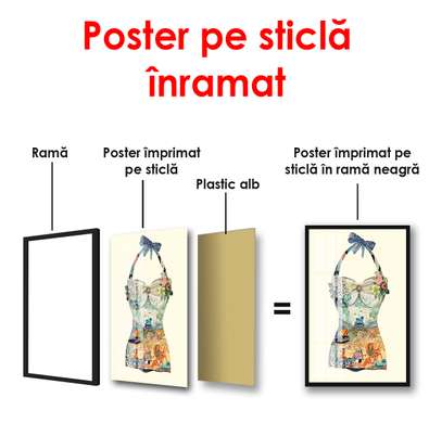 Poster - Costum de baie pentru femei, 30 x 45 см, Panza pe cadru