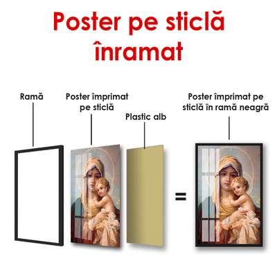 Poster - Imagini cu Fecioara Maria cu Fiul Ei, Isus, 60 x 90 см, Poster înrămat