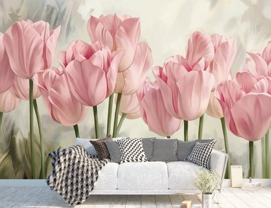 Фотообои, Розовые тюльпаны