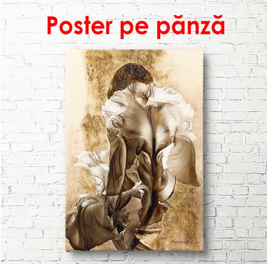 Постер,Девушка в цветах, 30 x 60 см, Холст на подрамнике