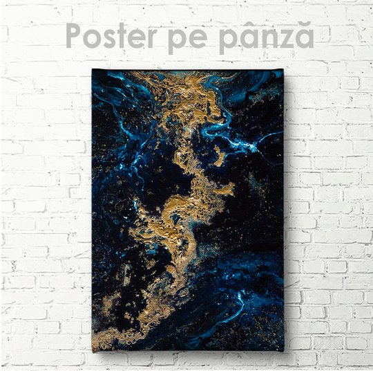 Постер, Золото с синей краской, 30 x 45 см, Холст на подрамнике