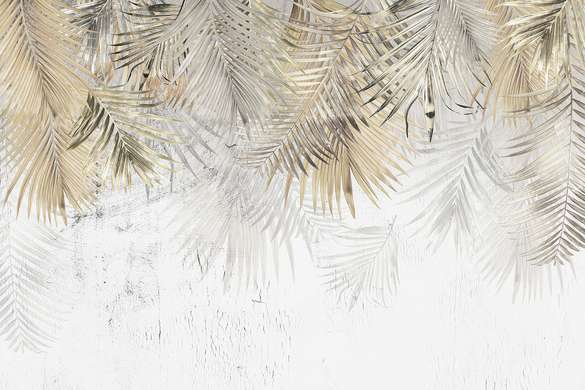 Фотообои - Листья пальм на абстрактном светло фоне