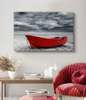 Постер - Красная лодка, 45 x 30 см, Холст на подрамнике, Природа