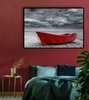Постер - Красная лодка, 45 x 30 см, Холст на подрамнике, Природа