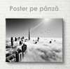 Постер - Туман над черно-белым городом, 45 x 30 см, Холст на подрамнике