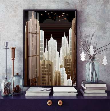 Poster - Oraș abstract, 30 x 45 см, Panza pe cadru