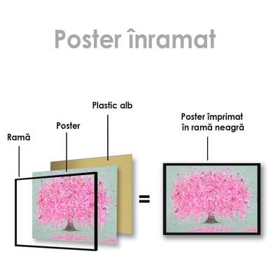 Poster - Дерево с розовыми цветами, 45 x 30 см, Panza pe cadru