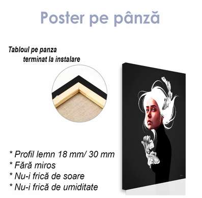 Poster - Fată cu părul alb, 40 x 40 см, Panza pe cadru