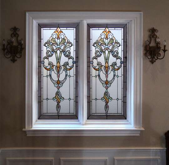Window Privacy Film, Geometric decorative stained glass, 60 x 90cm, Transparent, Window Film