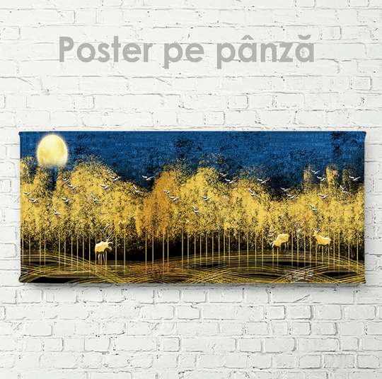 Постер - Панорамный пейсаж, 90 x 30 см, Холст на подрамнике, Природа