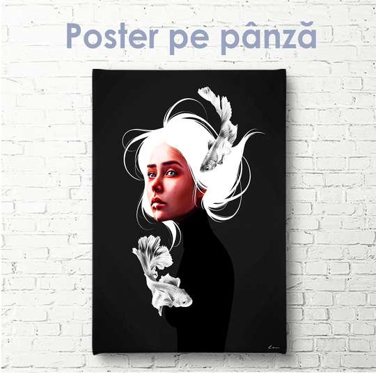 Poster - Fată cu părul alb, 40 x 40 см, Panza pe cadru, Fantezie