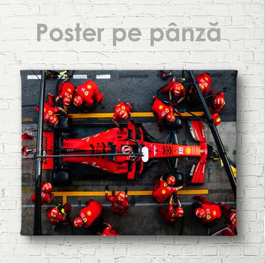 Постер, Красная формула 1 и ее команда, 45 x 30 см, Холст на подрамнике