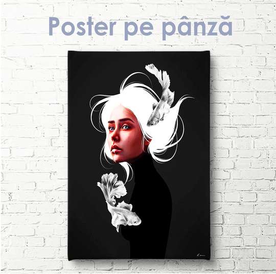 Poster, Fată cu părul alb, 40 x 40 см, Panza pe cadru