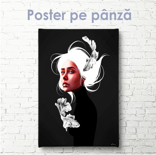 Постер, Девушка с белыми волосами, 40 x 40 см, Холст на подрамнике