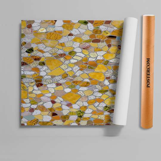 Самоклейка для окон, Декоративный витраж, мозаика в желтых тонах, 60 x 90cm, Transparent