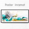 Poster - Golden deer on an abstract background, 90 x 30 см, Canvas on frame, Glamour