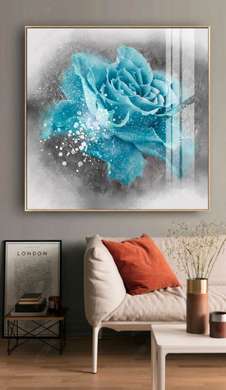 Poster - Trandafir albastru strălucitor, 40 x 40 см, Panza pe cadru