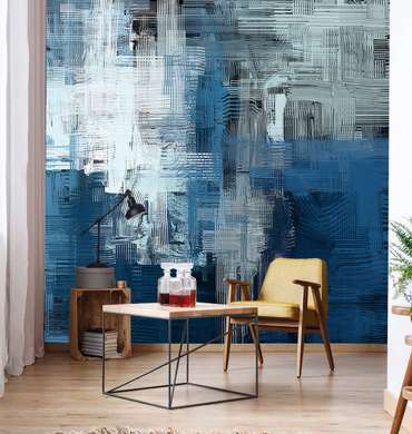 Wall Mural - Blue shades of paint in a square