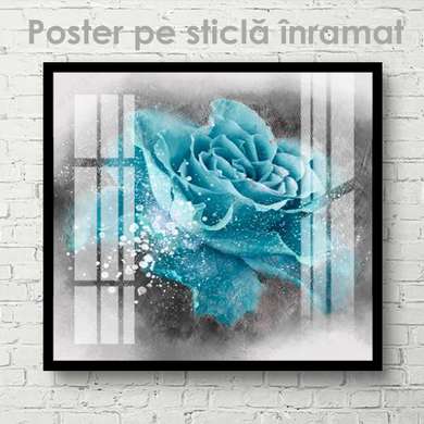 Poster - Trandafir albastru strălucitor, 40 x 40 см, Panza pe cadru