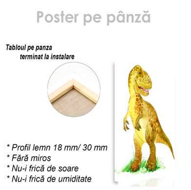 Poster - Dinosaur in watercolor 4, 30 x 45 см, Canvas on frame