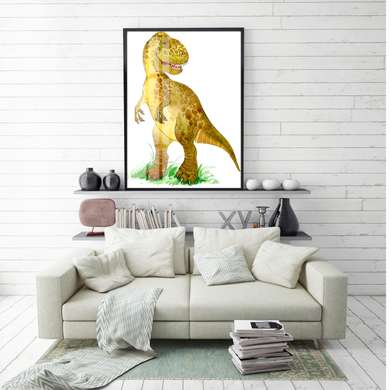 Постер - Динозавр в акварели 4, 30 x 45 см, Холст на подрамнике