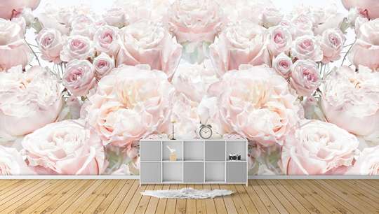 Wall Mural - Delicate composition of peonies and roses