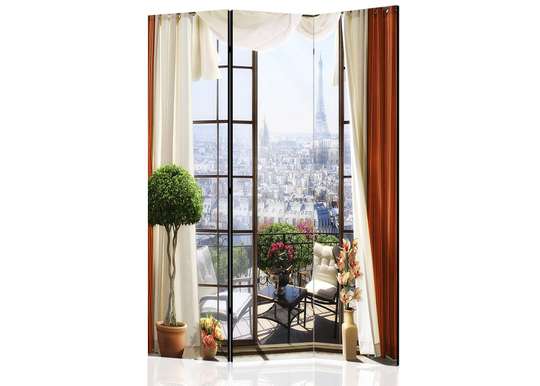 Screen - Window with red curtains overlooking Paris., 3