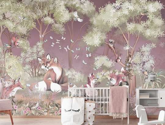 Nursery Wall Mural - Cute chanterelles in the forest 2