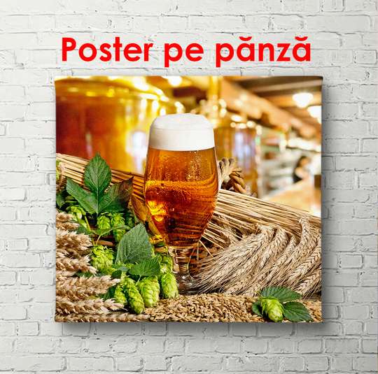 Постер - Холодное пиво, 100 x 100 см, Постер в раме, Еда и Напитки