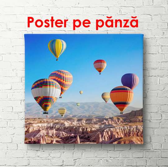 Постер - Воздушные шары в небе, 100 x 100 см, Постер в раме, Природа