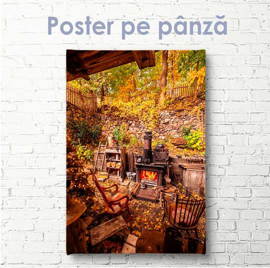 Постер - Осень на даче, 30 x 45 см, Холст на подрамнике, Природа