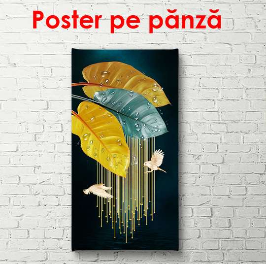 Постер - Капли дождя, 45 x 90 см, Постер в раме, Ботаника