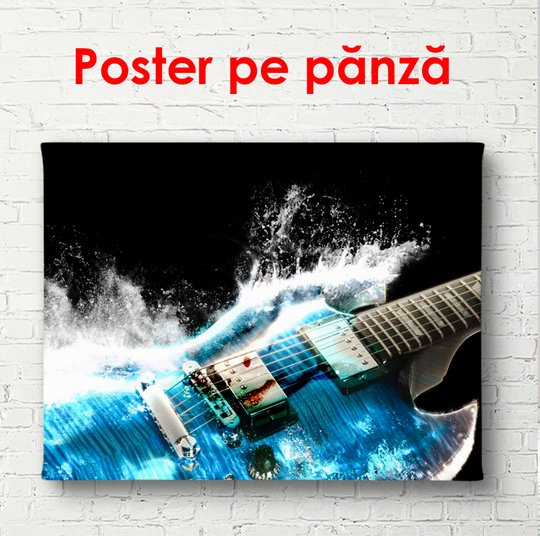 Постер, Синяя гитара, 90 x 60 см, Постер в раме