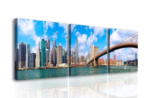 Tablou Multicanvas, Panorama Manhattanului de Jos, 225 x 75