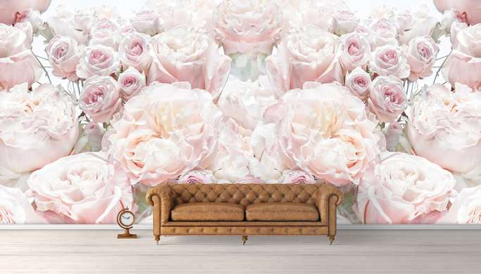 Wall Mural - Delicate composition of peonies and roses