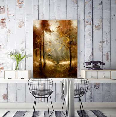 Poster - Pădurea de toamnă, 30 x 45 см, Panza pe cadru
