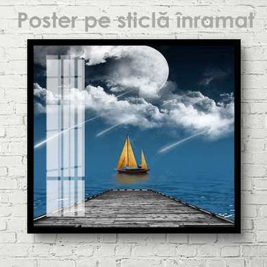Poster - Iaht pe mare, 40 x 40 см, Panza pe cadru