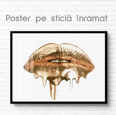 Poster - Buzele aurii, 60 x 30 см, Panza pe cadru