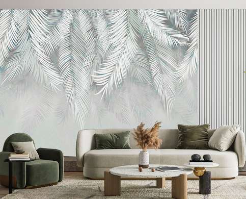 Wall Mural - Greenish gray palm leaves