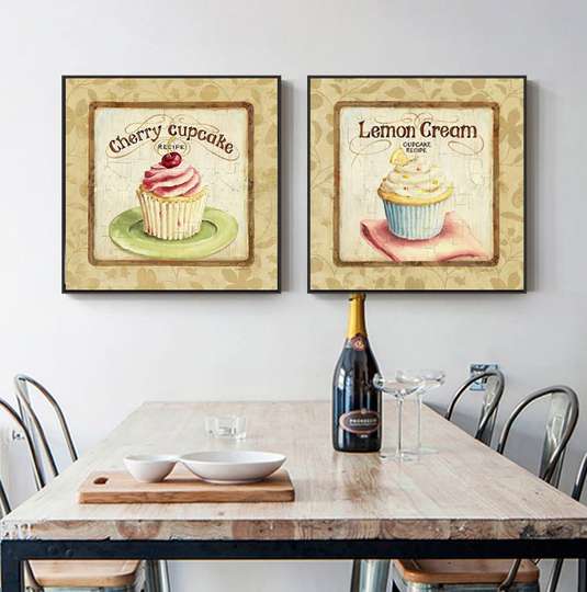 Poster - Cakes 1, 80 x 80 см, Framed poster on glass, Sets