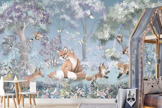 Nursery Wall Mural - Cute chanterelles in the forest 3