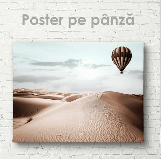 Poster - Hot air balloon over dessert, 45 x 30 см, Canvas on frame, Nature