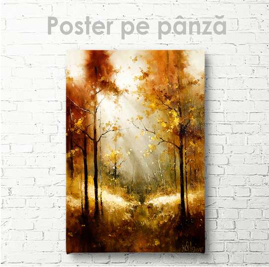 Poster - Pădurea de toamnă, 30 x 45 см, Panza pe cadru, Pictura