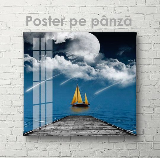 Постер, Яхта в море, 40 x 40 см, Холст на подрамнике