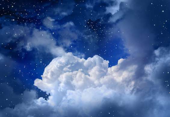Fototapet - Cerul nocturn spațial cu stele și nori
